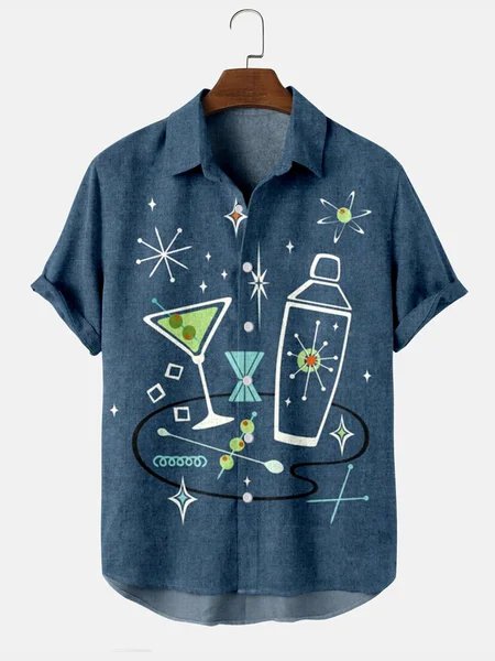 

Shirt Collar Short Sleeve Shirts & Tops, Blue, Shirts ＆ Blouse