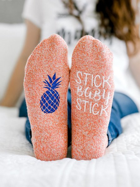

Socks With Hot Glue Letters And Fruit Leisure Socks, As picture, Socks