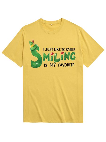 

Unocis Fun Letter Print Round Neck Short Sleeve T-Shirt, Yellow, T-shirts