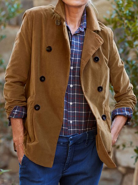 

Lapel Casual Loosen Buttoned Outerwear, Brown, Jackets