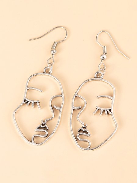 Simple Face Alloy Earrings, As picture, Earrings