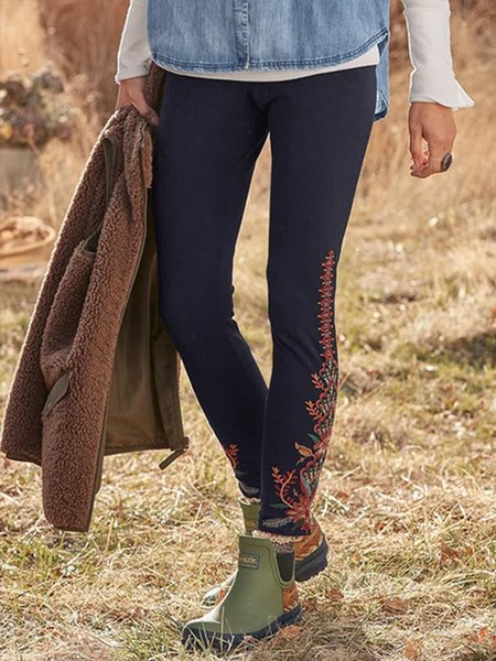

Boho Tribal Vintage Vacation Pants, Black, leggings