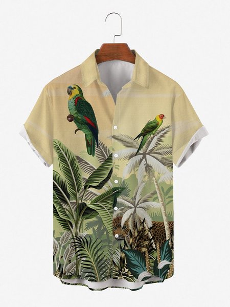 

Vacation Parrots Short Sleeve Shirts, Yellow, Shirts ＆ Blouse