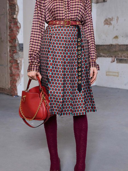 

Vintage Regular Fit Midi Skirt, As picture, Midi Skirts