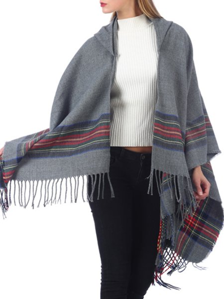 

Standard Work Vintage Casual Boho Scarf Cape, Gray, Scarves