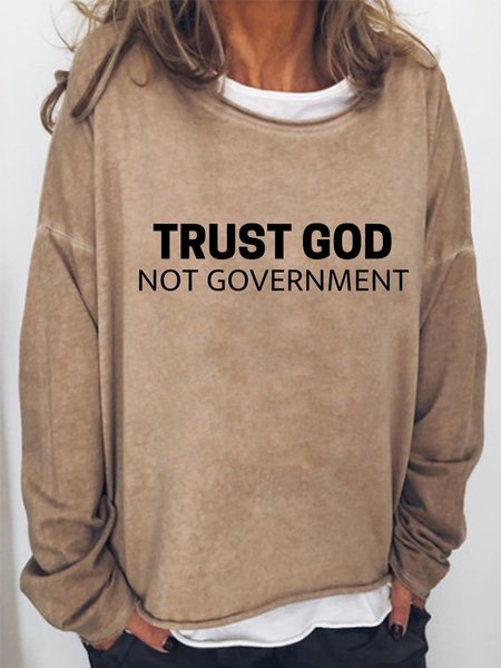 

Trust God Not Government Women's Crew Neck Sweatshirt, Light brown, Hoodies&Sweatshirts