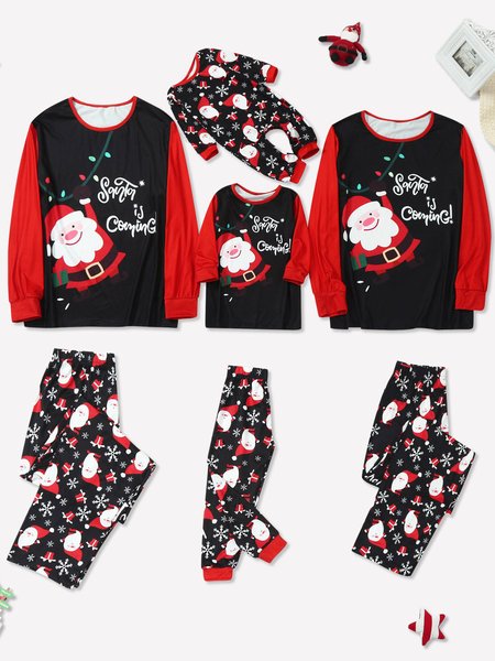 

Casual Family Matching Christmas Family Pajamas Sets, Red, Suits
