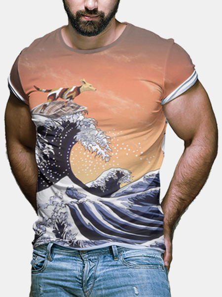 

Short Sleeve Vacation T-shirt, As picture, Men's t-shirts