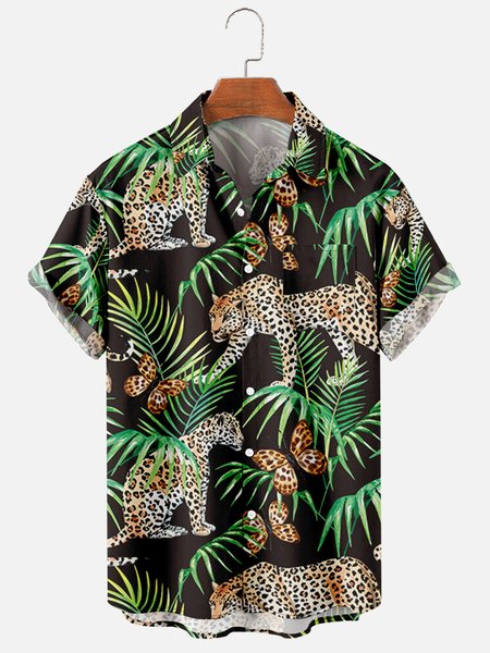 

Short Sleeve Casual Shirts, As picture, Men's Floral shirt