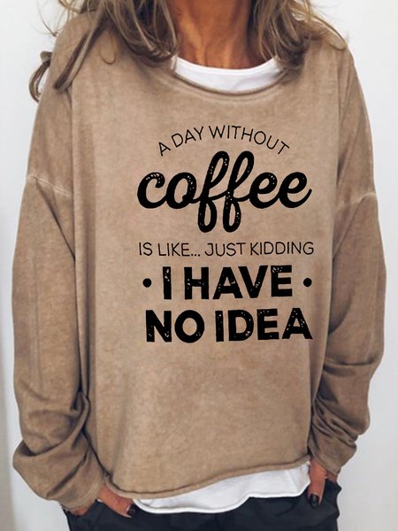 

Coffee Letter Casual Sweatshirt, Light brown, Hoodies&Sweatshirts