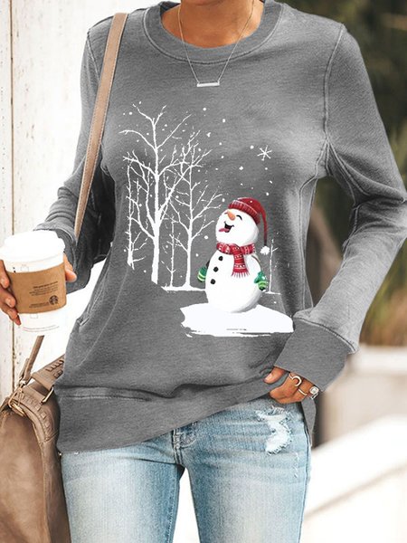 

Natale Pupazzo di neve Sciolto Camicie & Camicette insieme a Girocollo, Grigio, T-Shirts