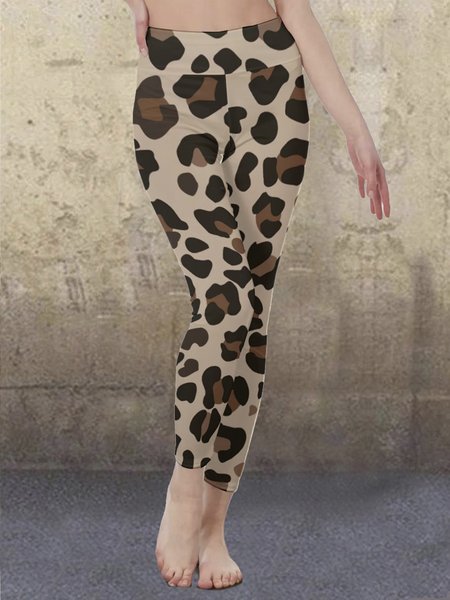 

Casual Leopard Print High-waist Yoga Leggings, Leggings