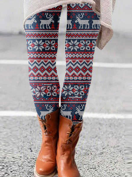 

Christmas Cotton Blends Animal Pants, Multicolor, Leggings
