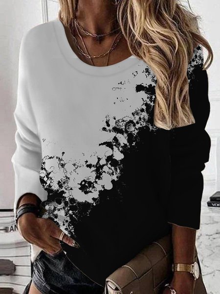 

Casual Color Block Sweatshirts, Black-white, Hoodies & Sweatshirts