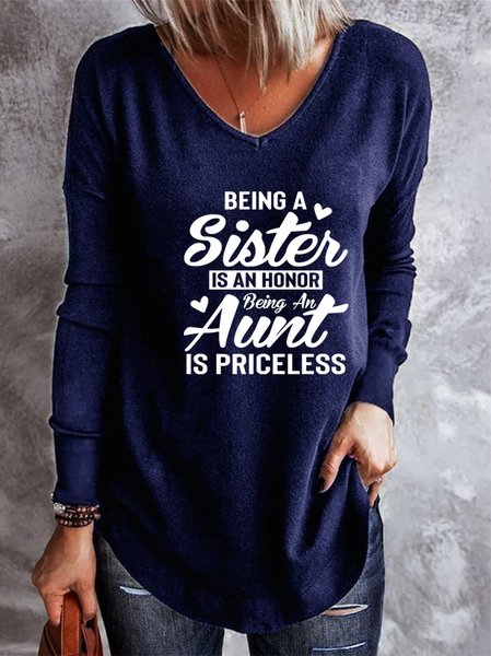

Being A Sister Is An Honor Being An Aunt Is Priceless Long sleeve top, Deep blue, Hoodies&Sweatshirts