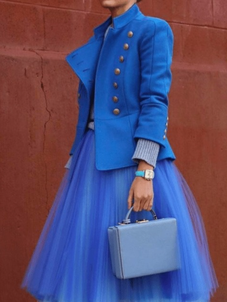 

Winter Plain Regular Fit Elegant Daily Work Formal Long sleeve Outerwear, Blue, Jackets