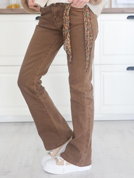 

Pure color simple stretch pants, Brown, Pants