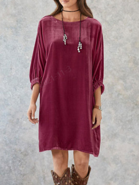 

Household Daily Vintage Casual Dresses, Wine red, Casual Dresses