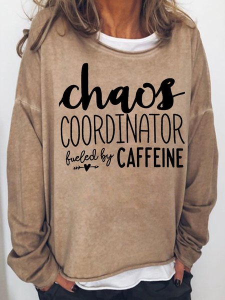 

Chaos Coodinator Casual Letter Sweatshirt, Light brown, Hoodies&Sweatshirts