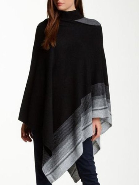 

Oversize Casual High Neck Outerwear, Black, Cardigans