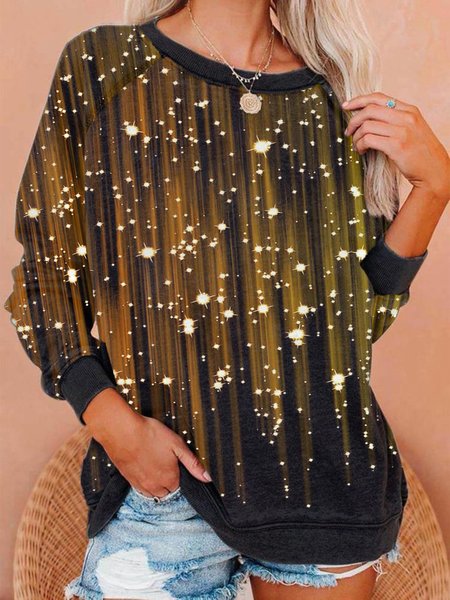 

Printed Casual Holiday Party Daily Loosen Sweatshirt, Black, Hoodies & Sweatshirts