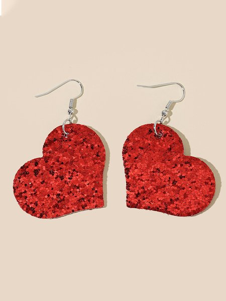 Valentine's Day Simple Love Sequin Earrings, As picture, Earrings