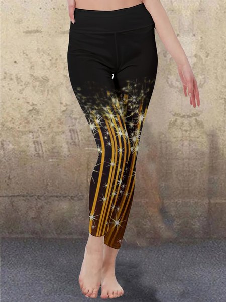 

Gradient striped print high-rise stretch yoga leggings, As picture, Leggings