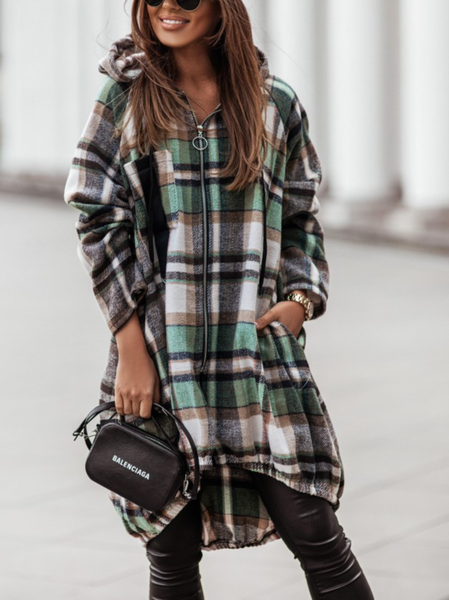

Plaid Casual Outerwear, Green, Jackets& Coats