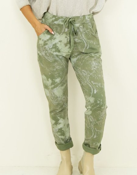 

Regular-fit tie-dye trousers with drawstring, Green, Pants