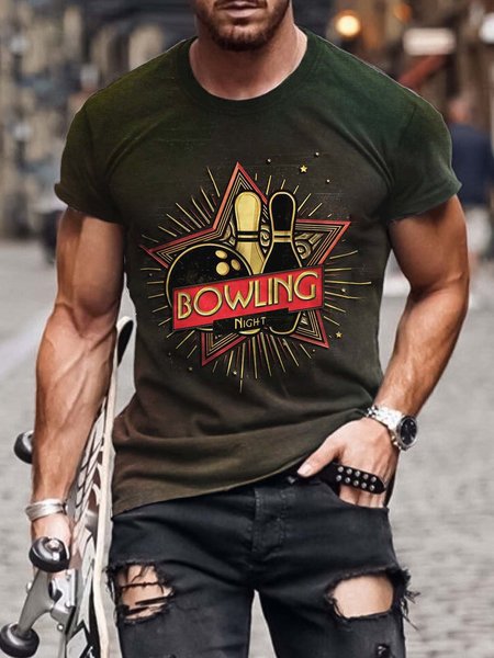 

Casual Crew Neck Cotton Blends Shirts & Tops, Camouflage green, Men's t-shirts