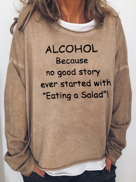 

Alcohol Casual Loosen Sweatshirt, Light brown, Hoodies&Sweatshirts