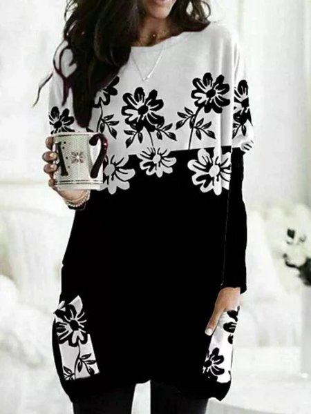 

Casual Regular Fit Crew Neck Shirts & Tops, Black-white, Tops