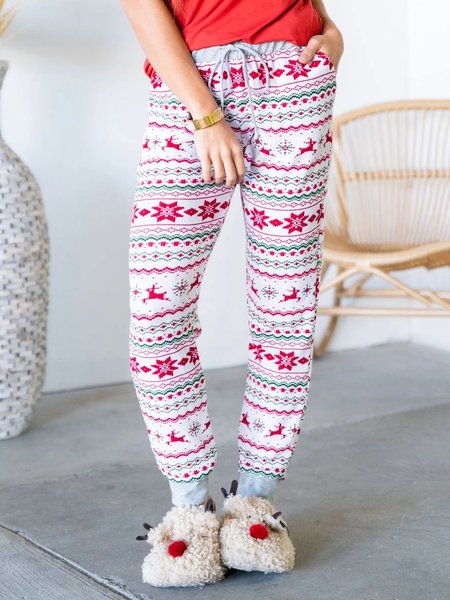 

Christmas Animal Slim Fit Pants, Red, Pants