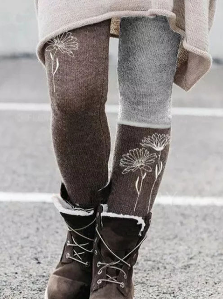 

Cotton Blends Skinny Color Block Pants, Brown, Leggings