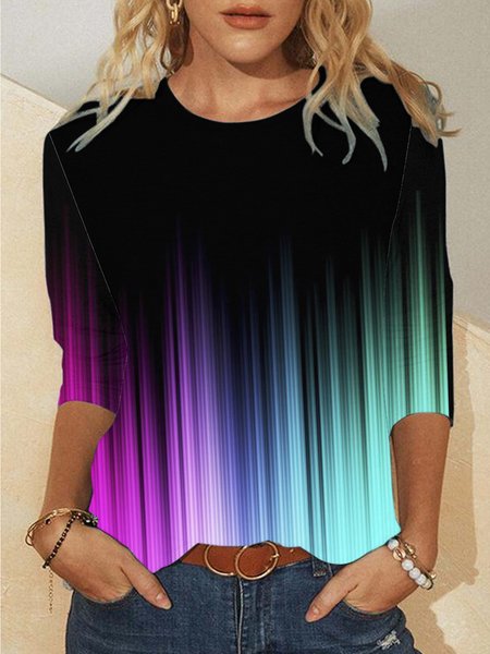

Crew Neck Ombre Regular Fit Sweatshirt, As picture, Hoodies&Sweatshirts