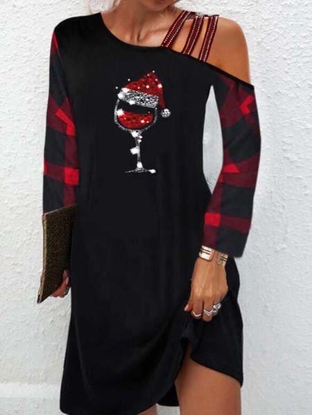 

Casual Christmas Loosen Knitting Dress, Black, Casual Dresses
