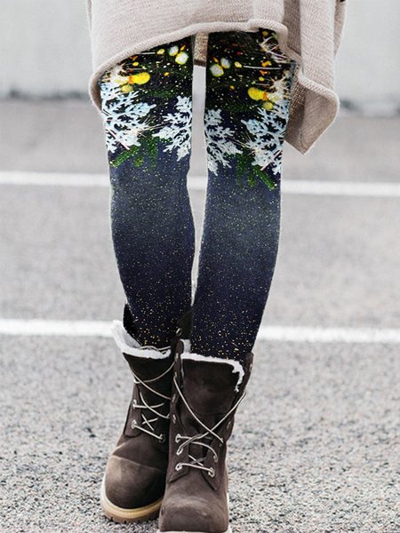 

Christmas Regular Fit Pants, Multicolor, Leggings