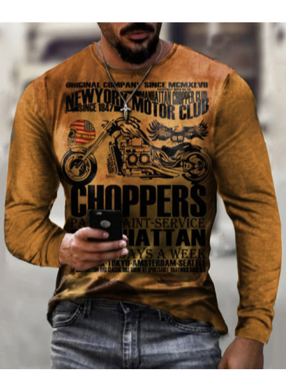 

Cotton Long Sleeve Vintage T-shirt, As picture, T-shirt