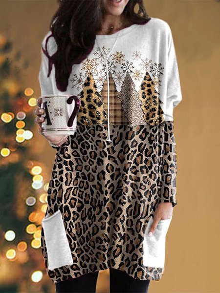 

Girocollo Sciolto vestiti insieme a impianti Stampare, Come immagine, Midi Dresses
