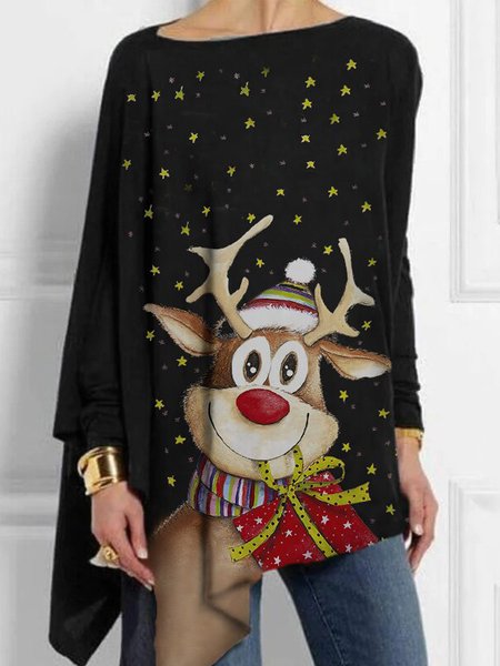 

Christmas Loosen Shirts & Tops, Black, Tops