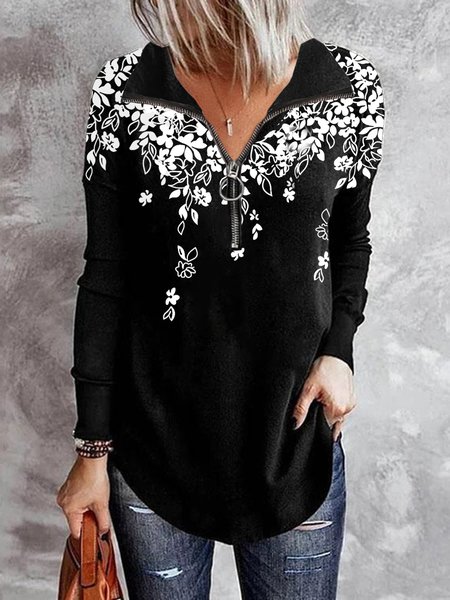 

Casual Color Block Shirts & Tops, Black-white, Tops