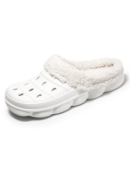 

Casual Hollow And Velvet Warm Slipper, White, Slippers