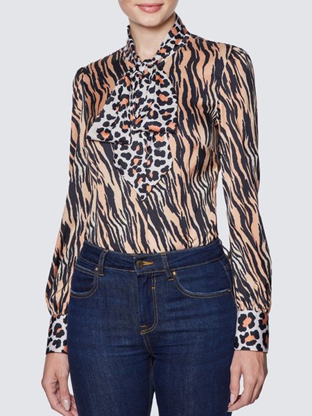 

Daily Date Tie Neck Leopard Regular Fit Shirt, Blouses and Shirts