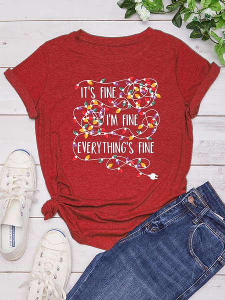 

I Am Fine Casual Christmas T-shirt, Red, T-shirts