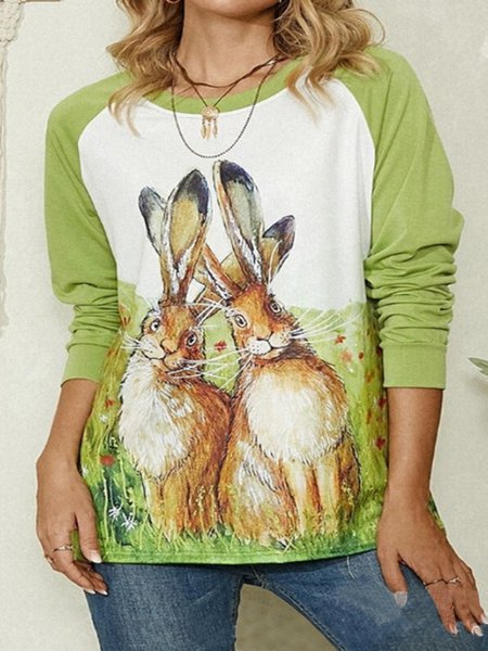 

Casual Crew Neck Regular Fit Shirts & Tops, Green, Long sleeve tops