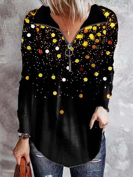 

Loosen Lapel Casual Shirts & Tops, Black, Long sleeve tops