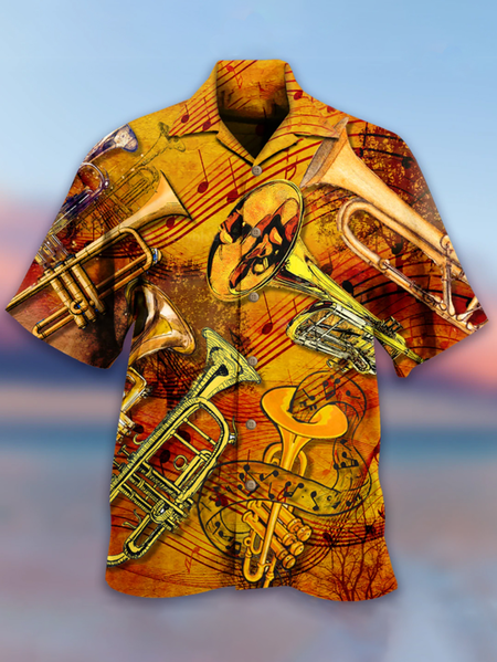 

Shirt Collar Short Sleeve Shirts & Tops, As picture, Men's Floral shirt