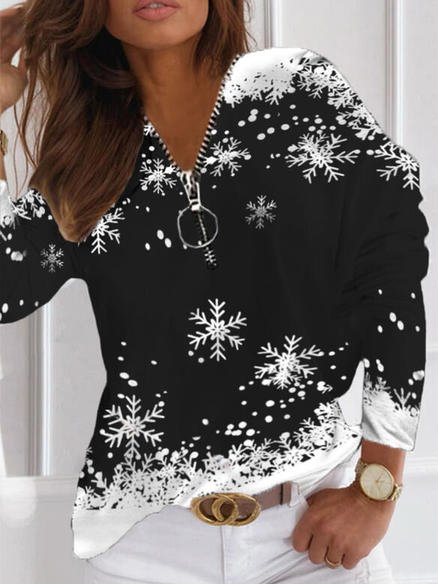 

Loosen Christmas Snowflake Basics Sweatshirt, Black, Hoodies & Sweatshirts