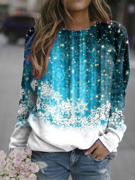 

Christmas Abstract Print Casual Sweatshirt, As picture, Hoodies&Sweatshirts