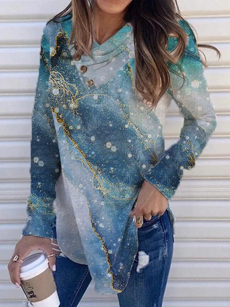 

Cotton Blends Casual Loosen Shirts & Tops, Blue, Tops